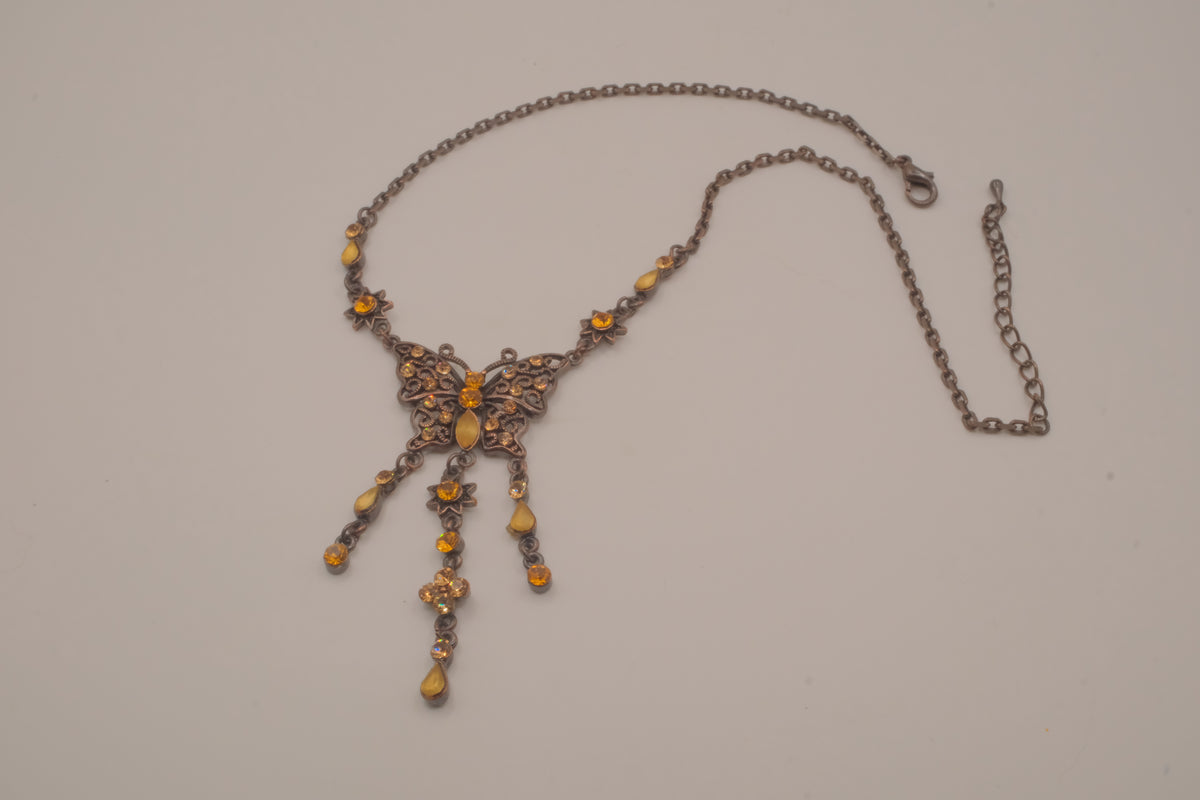 Vintage Art Deco bronze filigree necklace