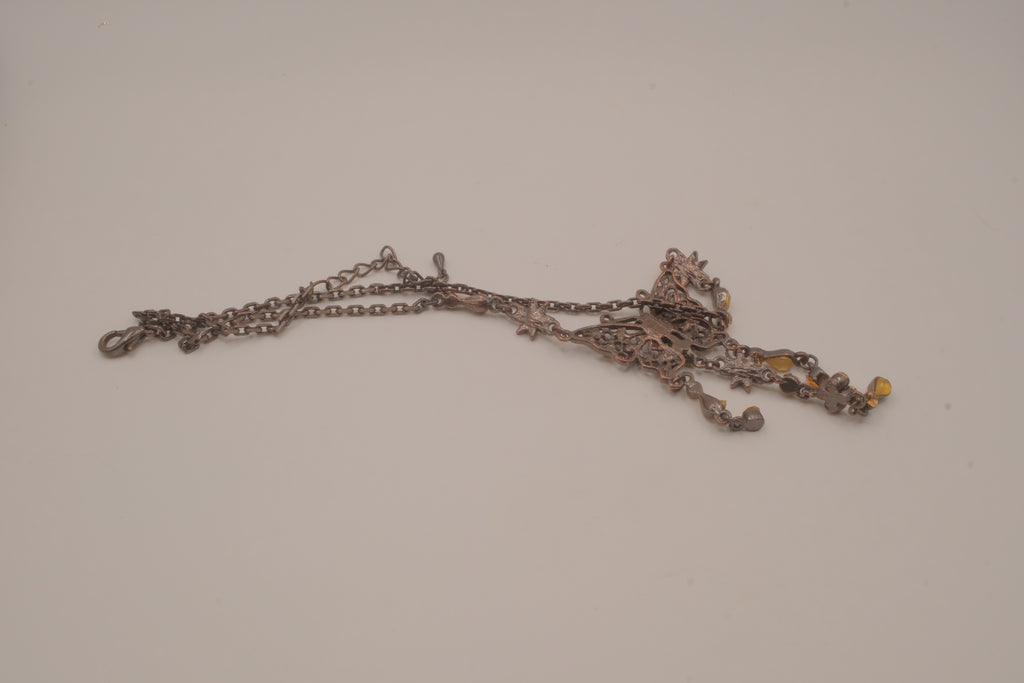 Vintage Art Deco bronze filigree necklace