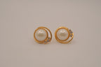 Vintage faux pearl and clear rhinestone earrings