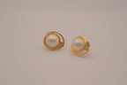Vintage faux pearl and clear rhinestone earrings