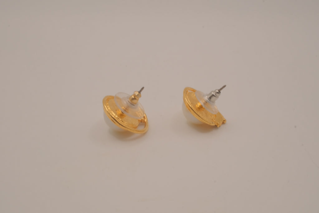 Vintage faux pearl and clear rhinestone earrings