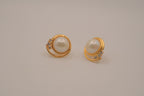 Vintage faux pearl and clear rhinestone earrings