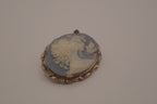 Blue agate cameo brooch