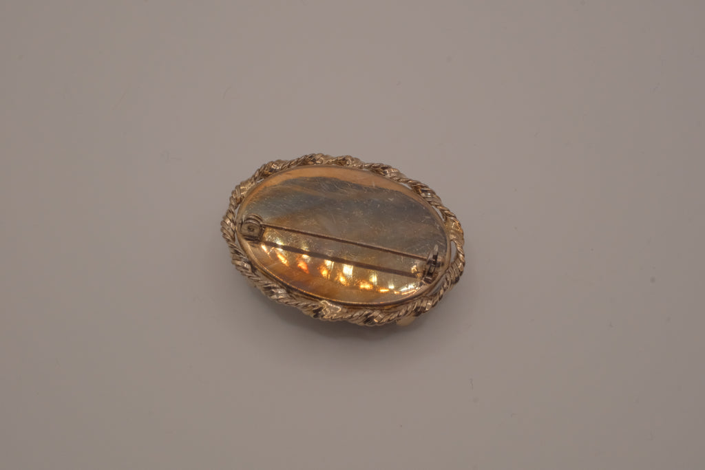 Blue agate cameo brooch