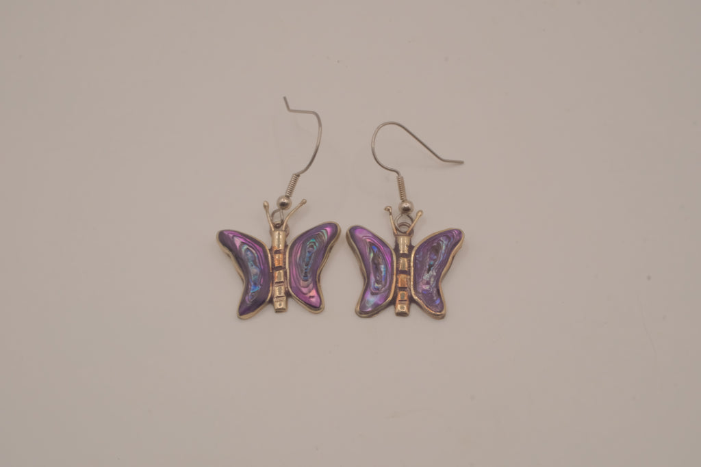 Vintage Abalone butterfly drop earrings