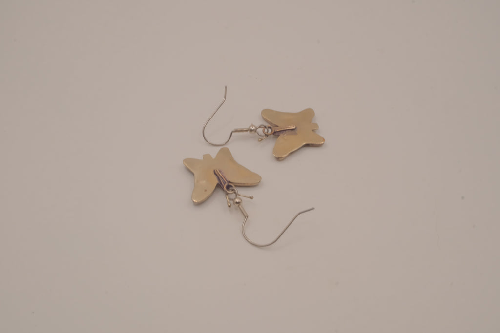 Vintage Abalone butterfly drop earrings