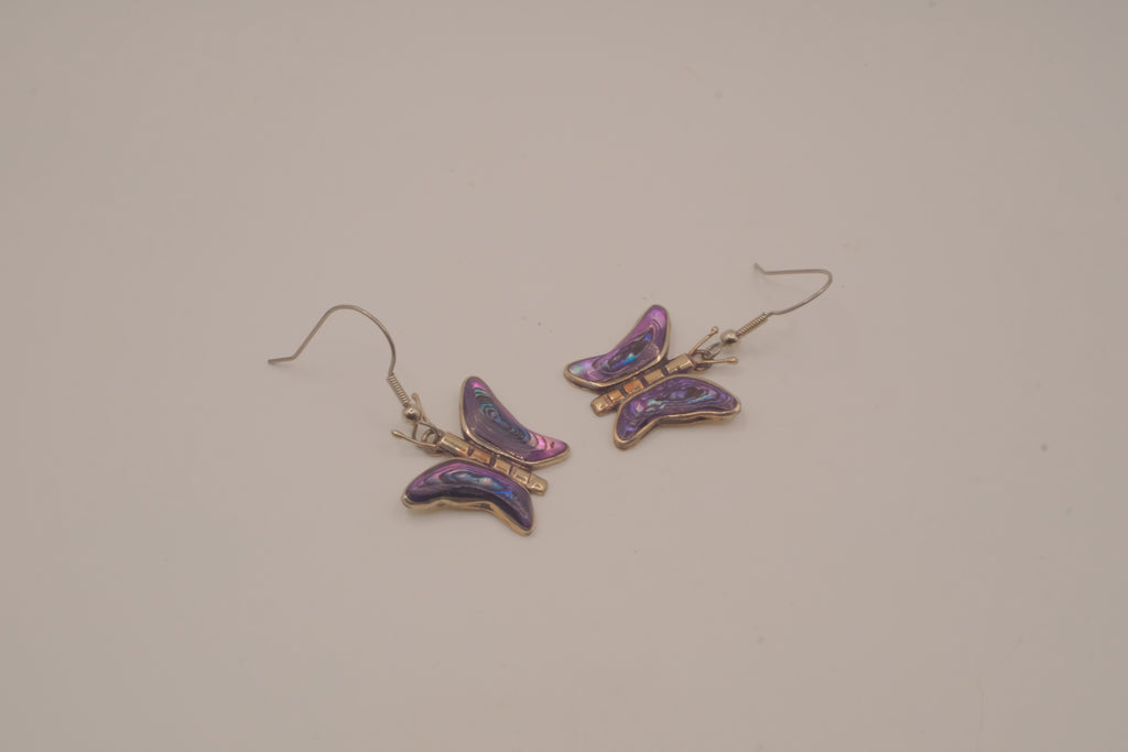 Vintage Abalone butterfly drop earrings