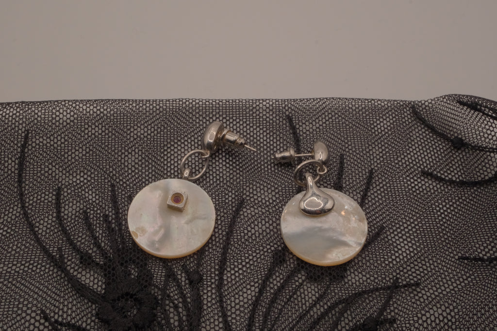 Vintage sterling silver mother of pearl dangle earrings