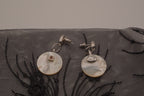 Vintage sterling silver mother of pearl dangle earrings