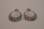 Cloisonné swirl design hoop drop earring