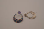 Cloisonné swirl design hoop drop earring