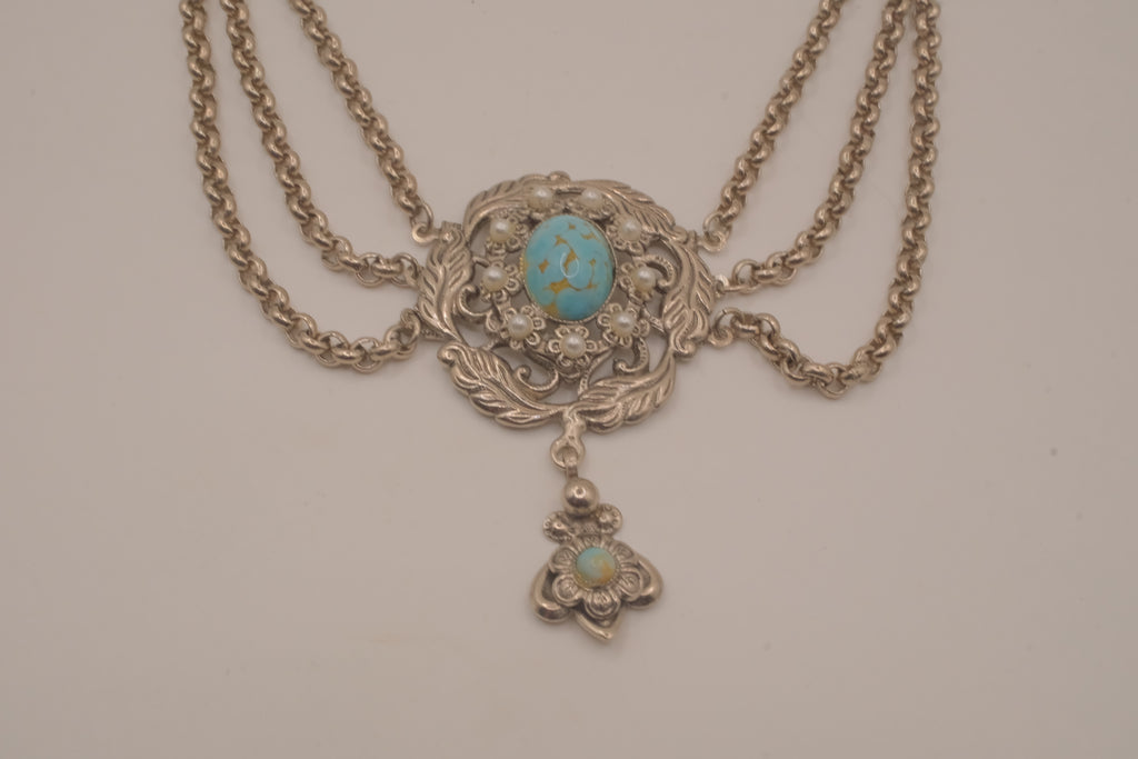 Vintage Victorian Revival festoon multi-strand drapery necklace
