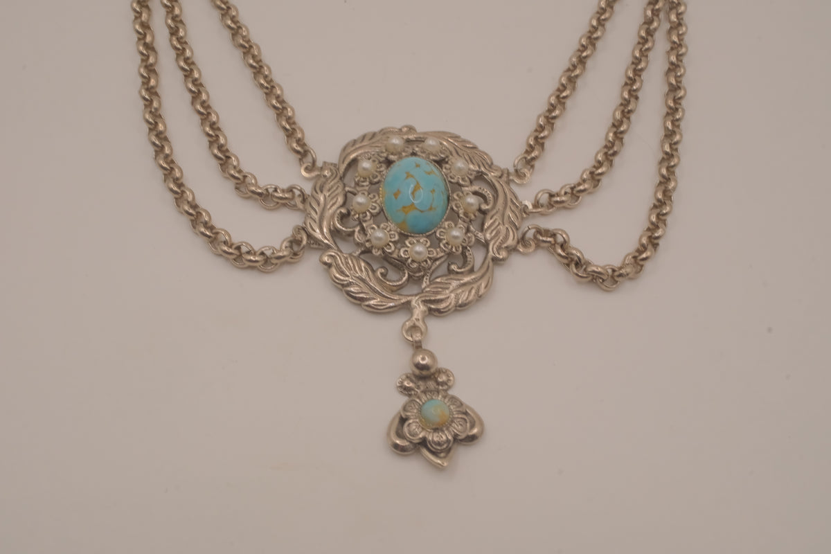 Vintage Victorian Revival festoon multi-strand drapery necklace