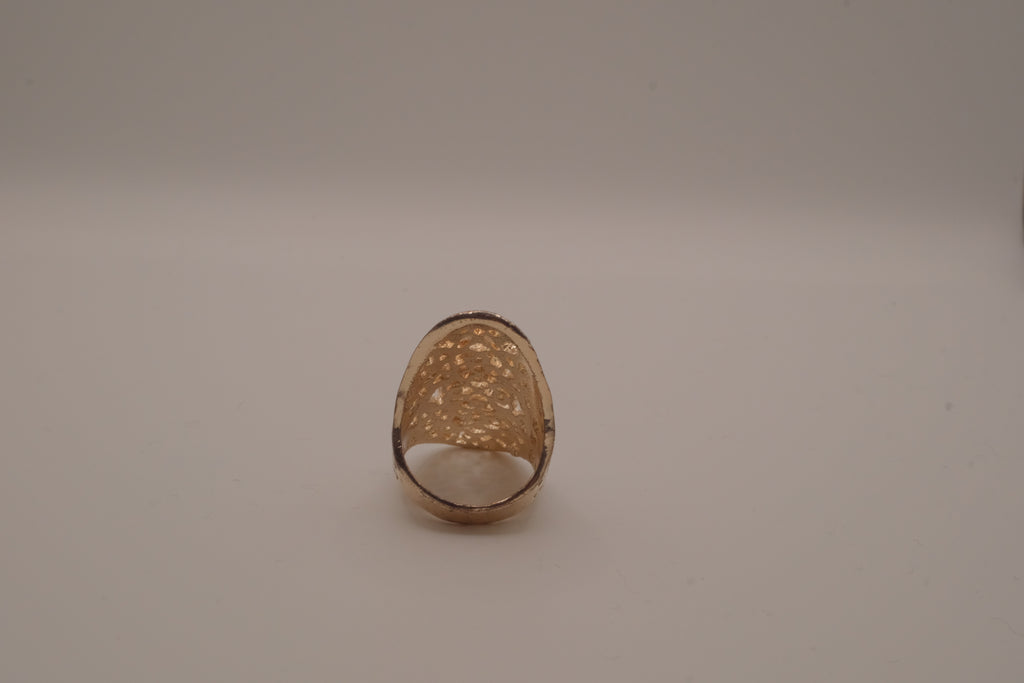 Vintage elongated filigree shield ring