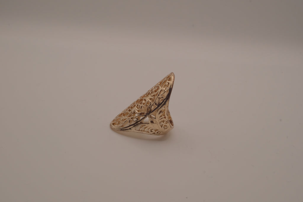 Vintage elongated filigree shield ring