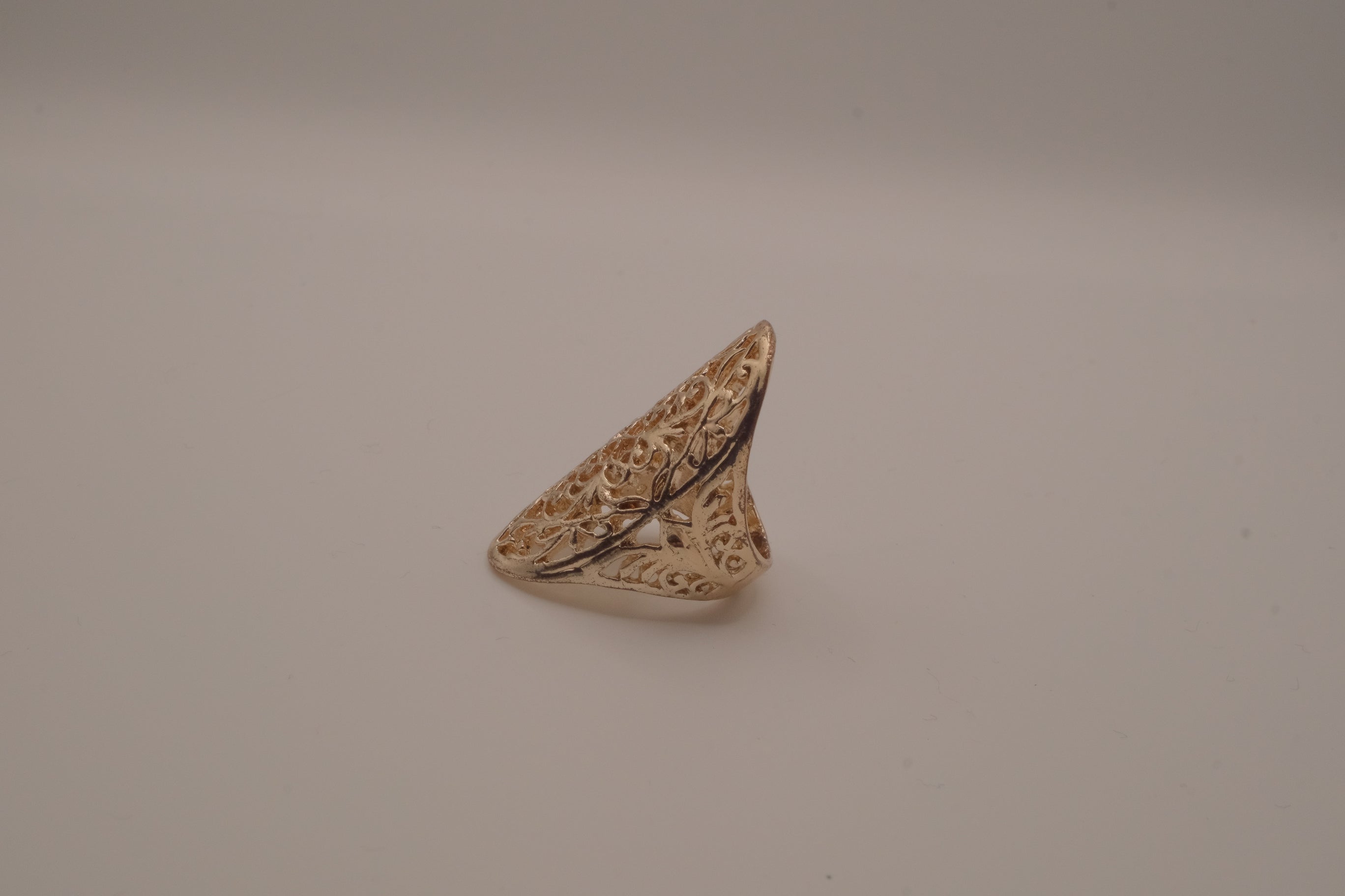 Vintage elongated filigree shield ring