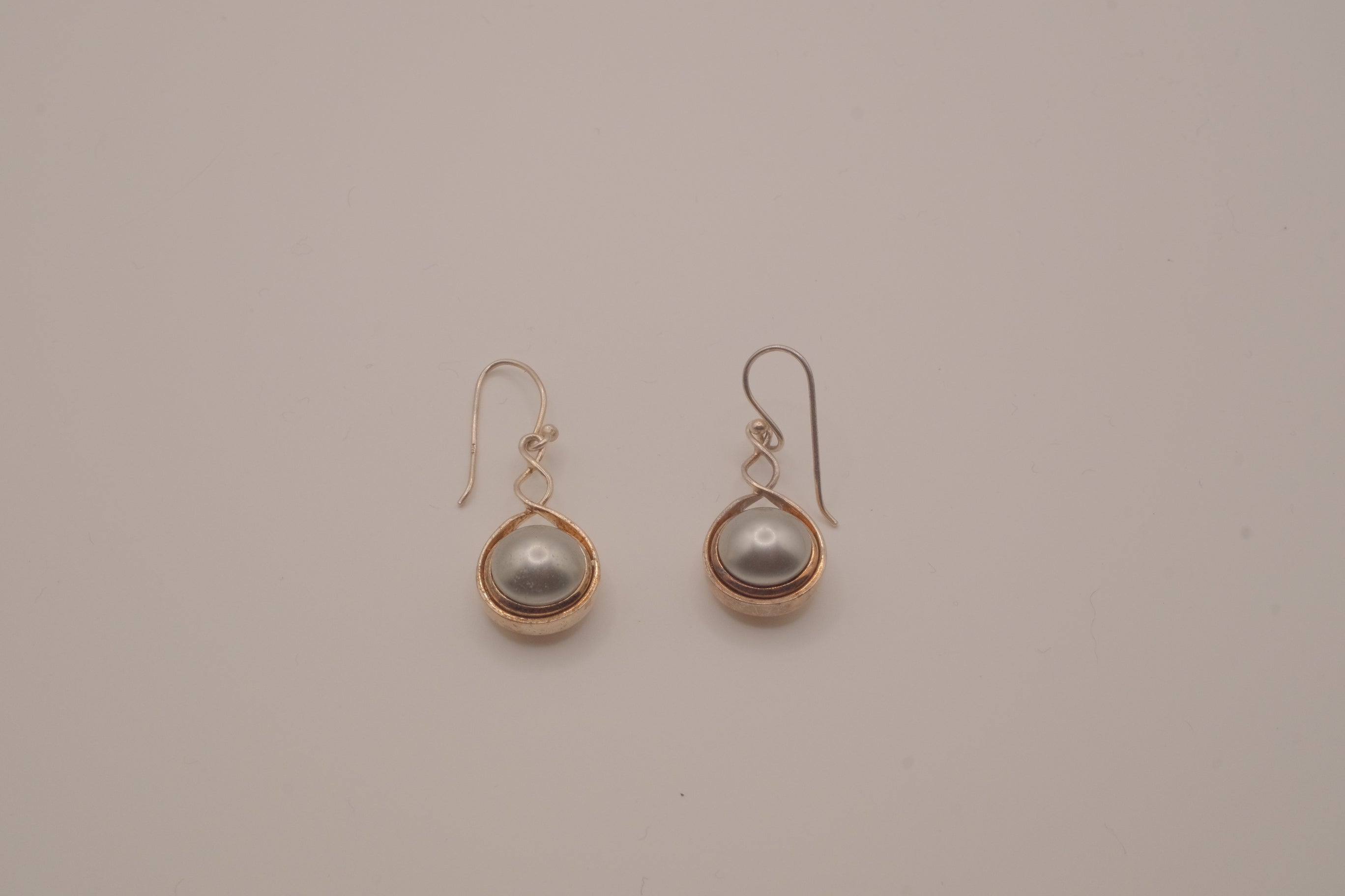 Sterling silver Intertwining Vines Pearl Twist Earrings