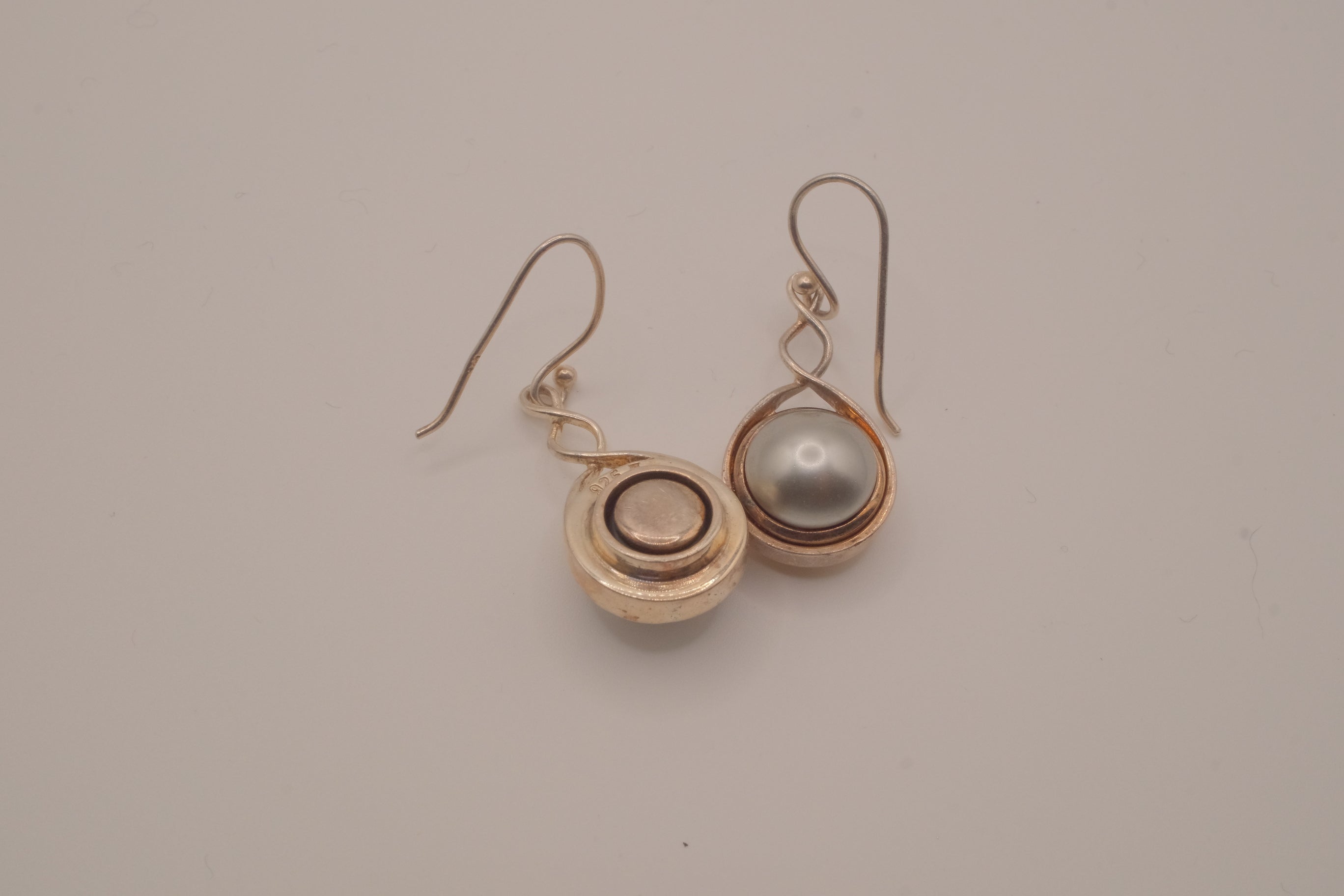 Sterling silver Intertwining Vines Pearl Twist Earrings