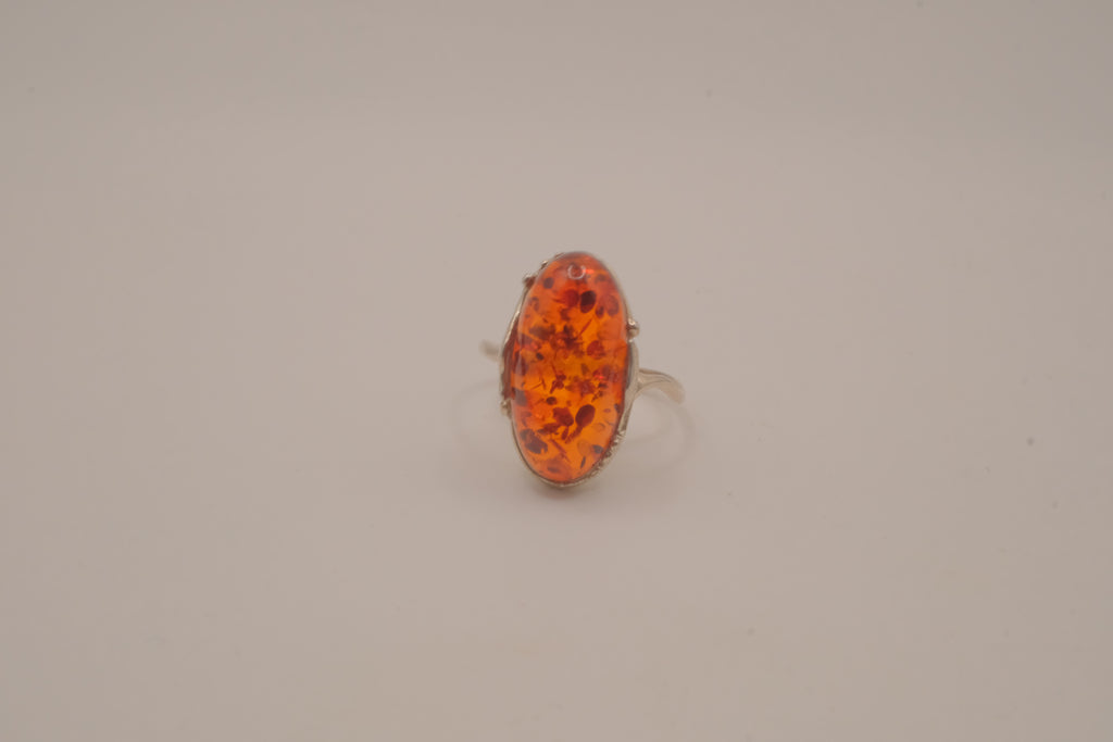 Sterling silver Classic Baltic Amber cocktail ring