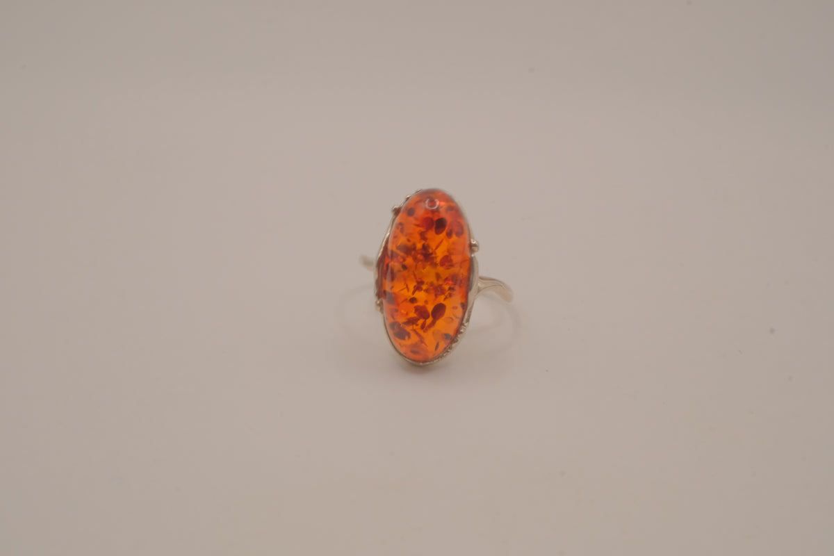 Sterling silver Classic Baltic Amber cocktail ring