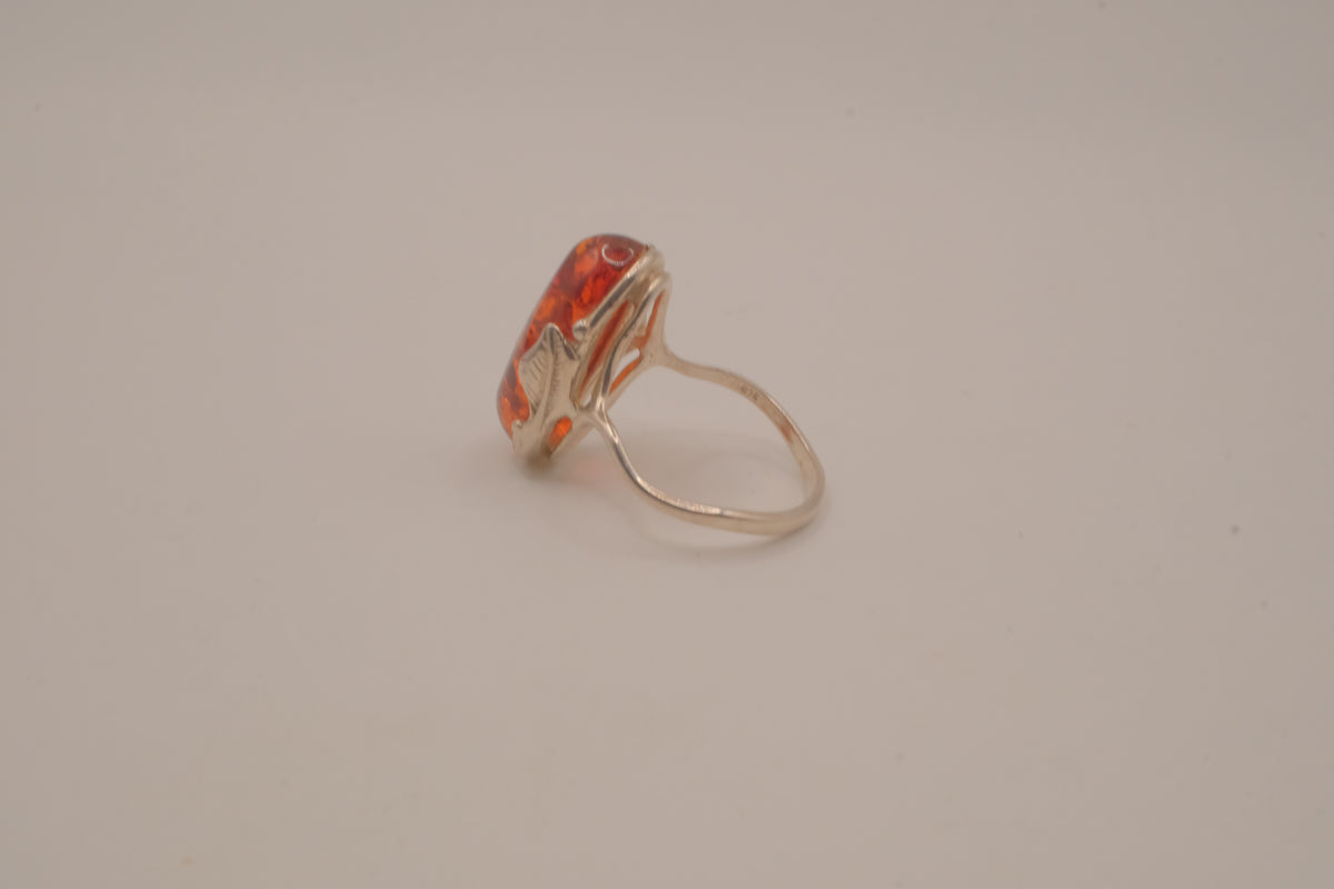 Sterling silver Classic Baltic Amber cocktail ring