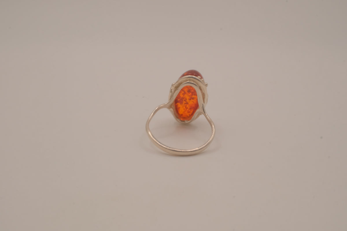 Sterling silver Classic Baltic Amber cocktail ring