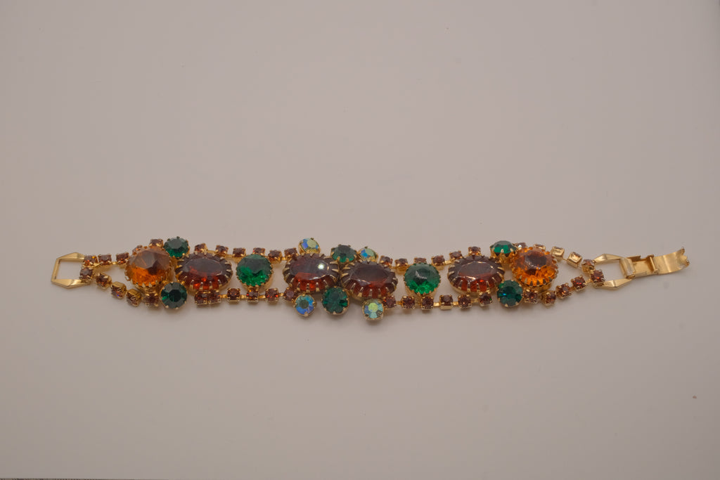 Vintage multi-gemstone link bracelet