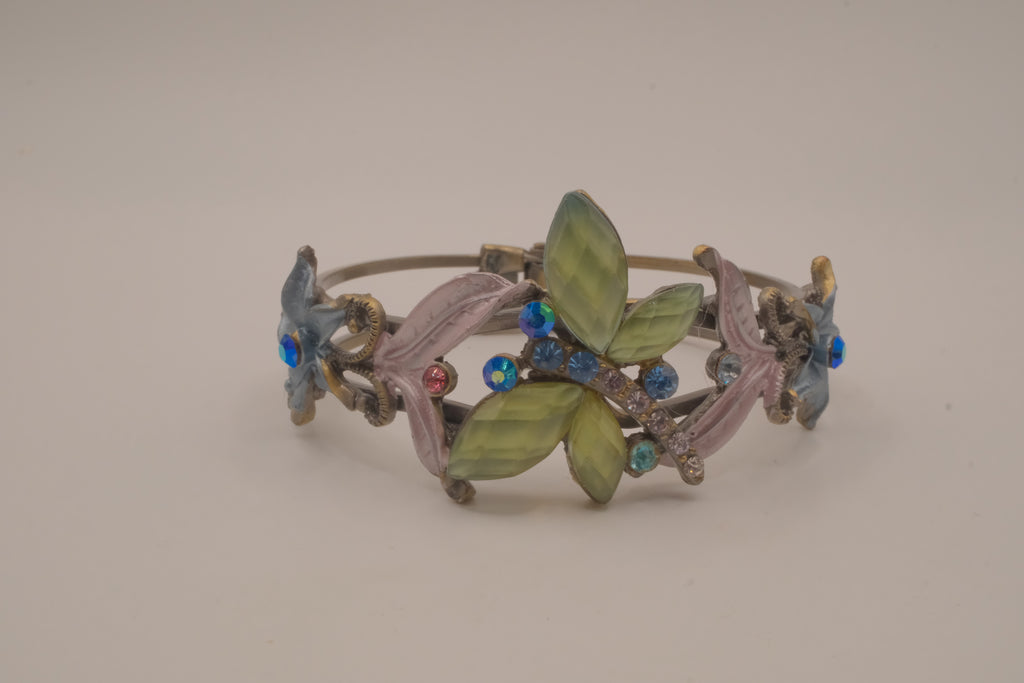 Vintage dragonfly hinged cuff bracelet