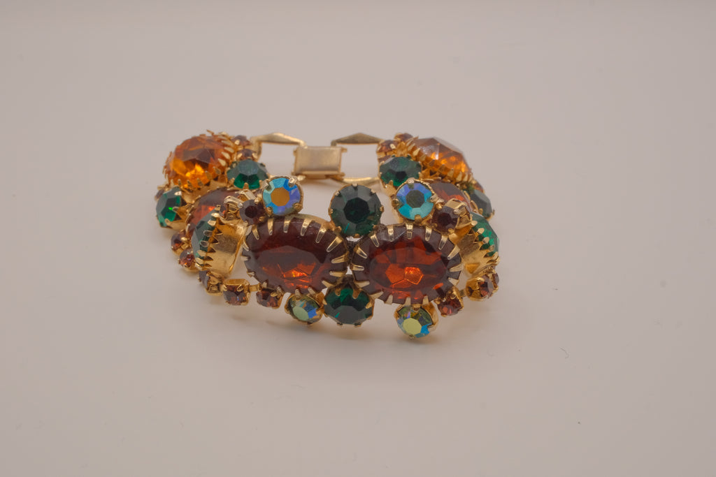 Vintage multi-gemstone link bracelet