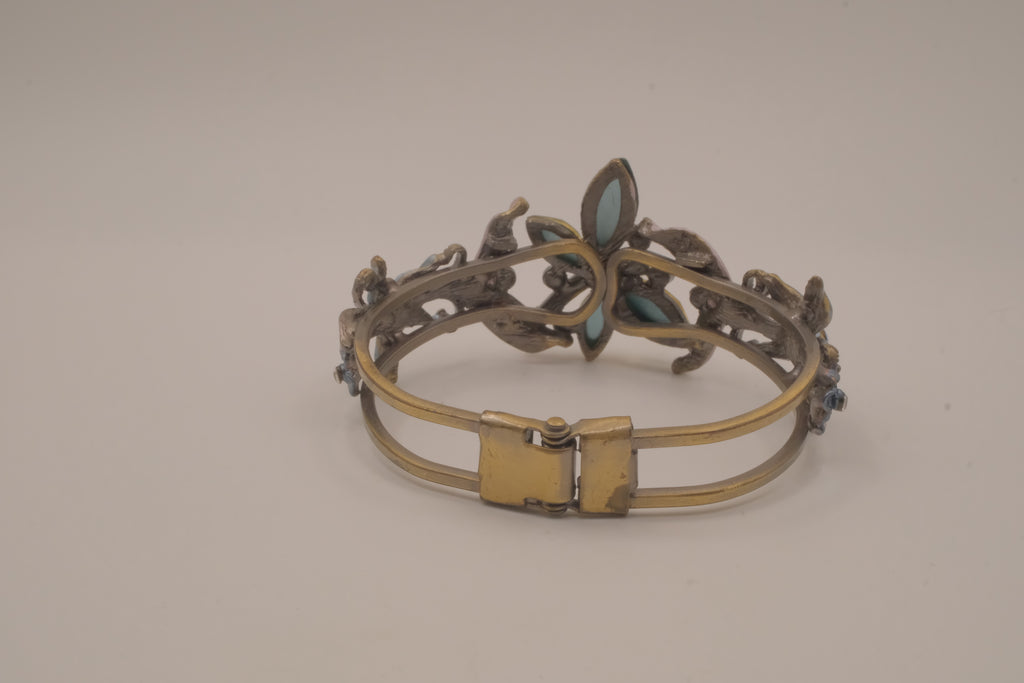 Vintage dragonfly hinged cuff bracelet