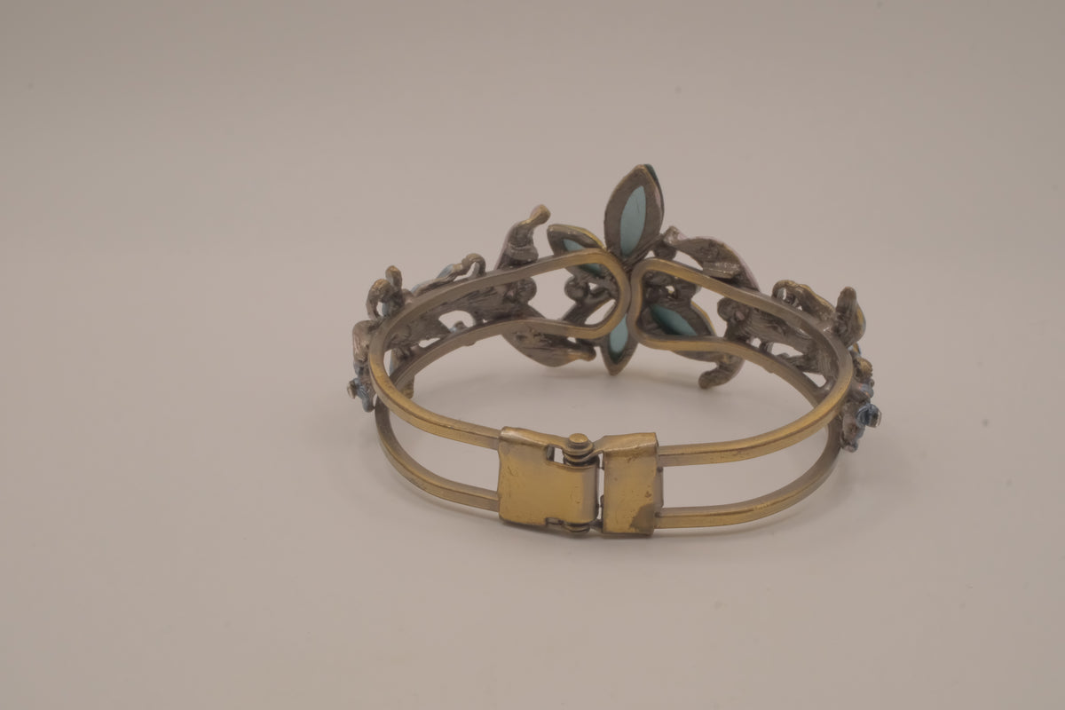 Vintage dragonfly hinged cuff bracelet