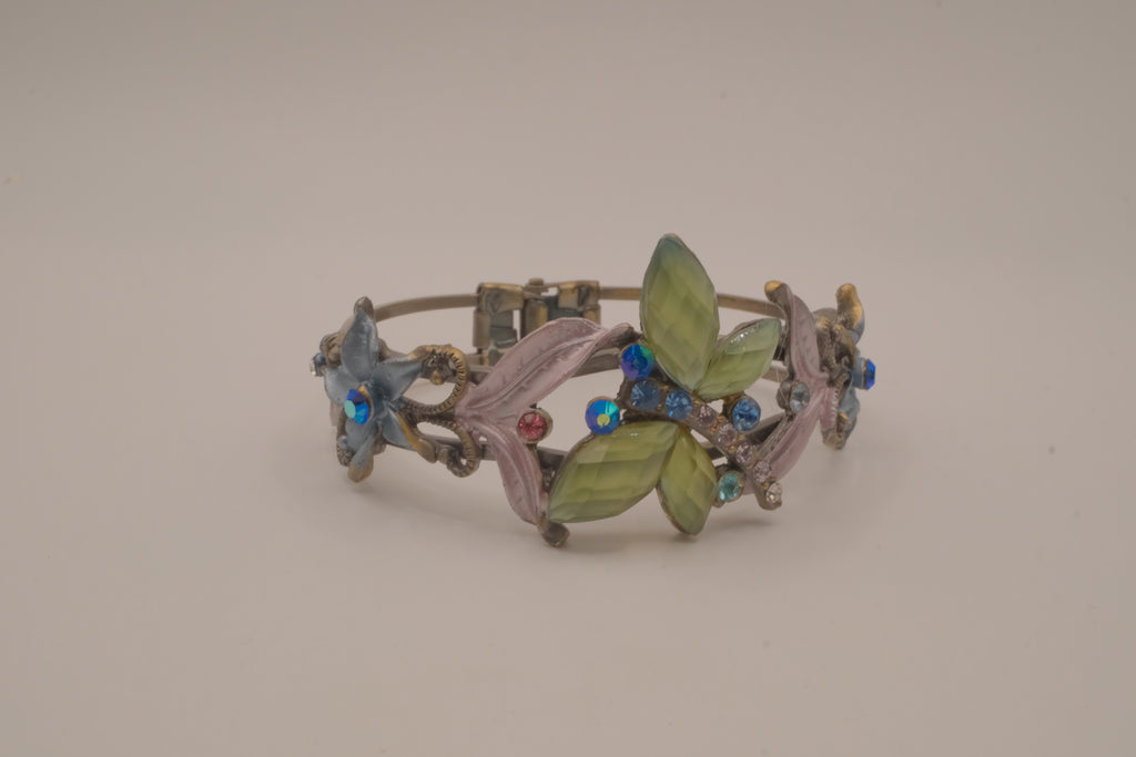 Vintage dragonfly hinged cuff bracelet