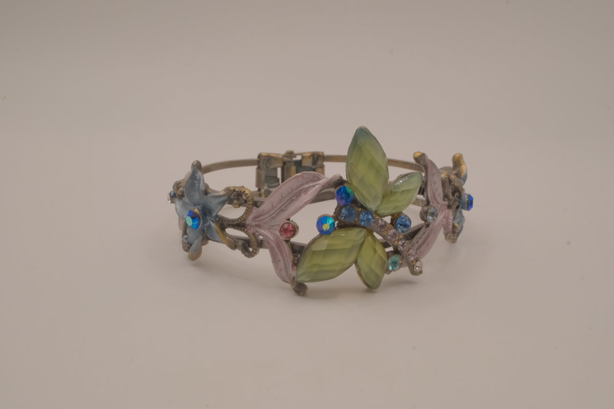 Vintage dragonfly hinged cuff bracelet