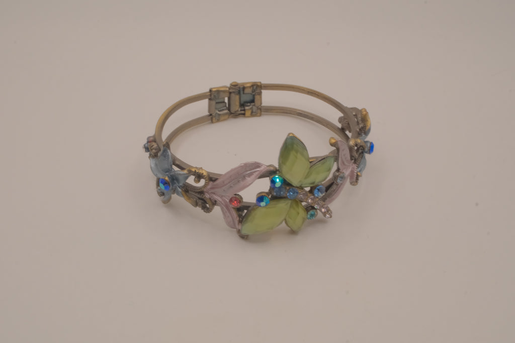 Vintage dragonfly hinged cuff bracelet