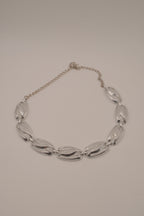 Vintage silver-tone filigree openwork link necklace