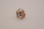 Whimsical, wide-band garden cocktail ring