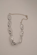 Vintage silver-tone filigree openwork link necklace