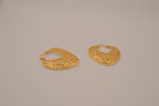 Gold-toned heart-shaped filigree hoop earrings