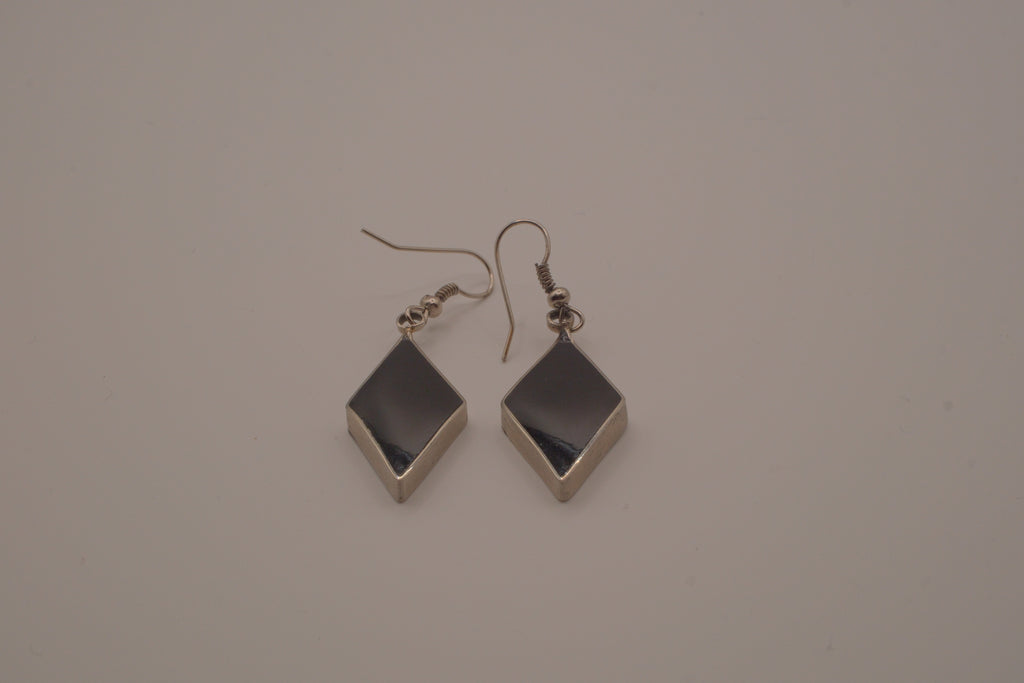 Sterling silver Black Onyx and Opal earrings