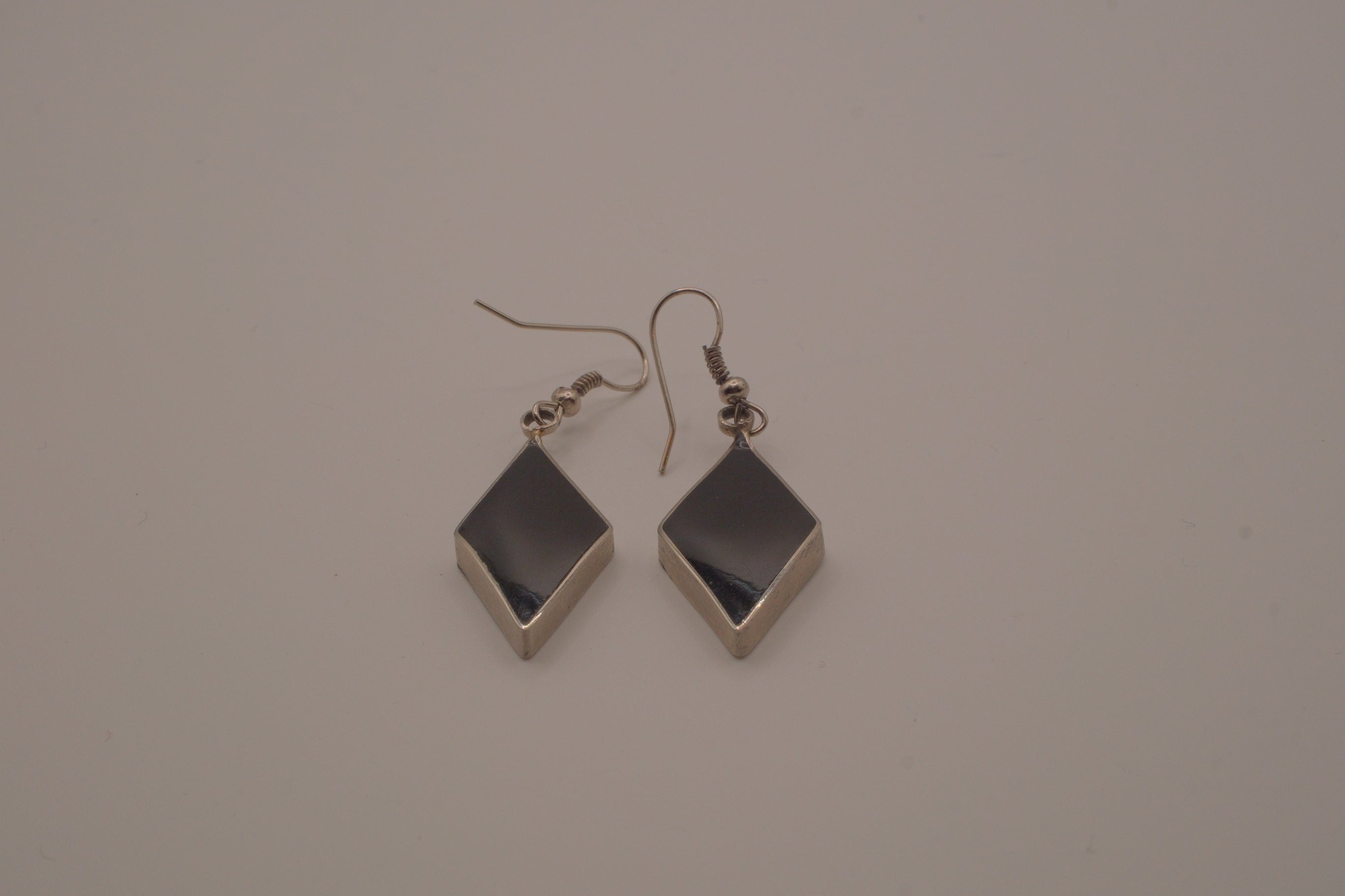 Sterling silver Black Onyx and Opal earrings