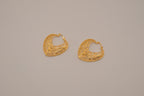 Gold-toned heart-shaped filigree hoop earrings