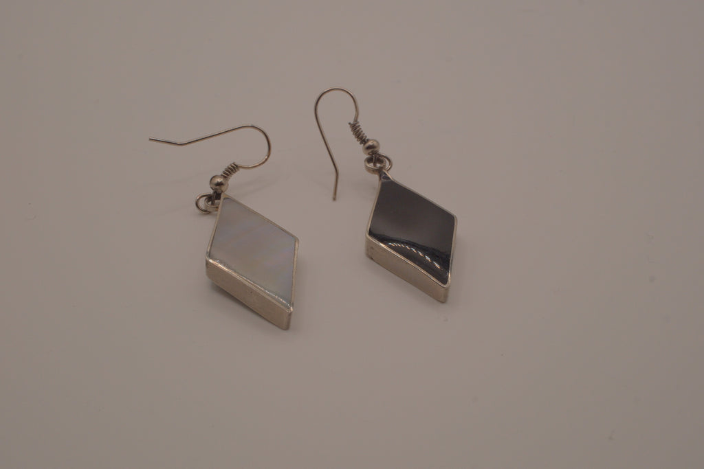 Sterling silver Black Onyx and Opal earrings