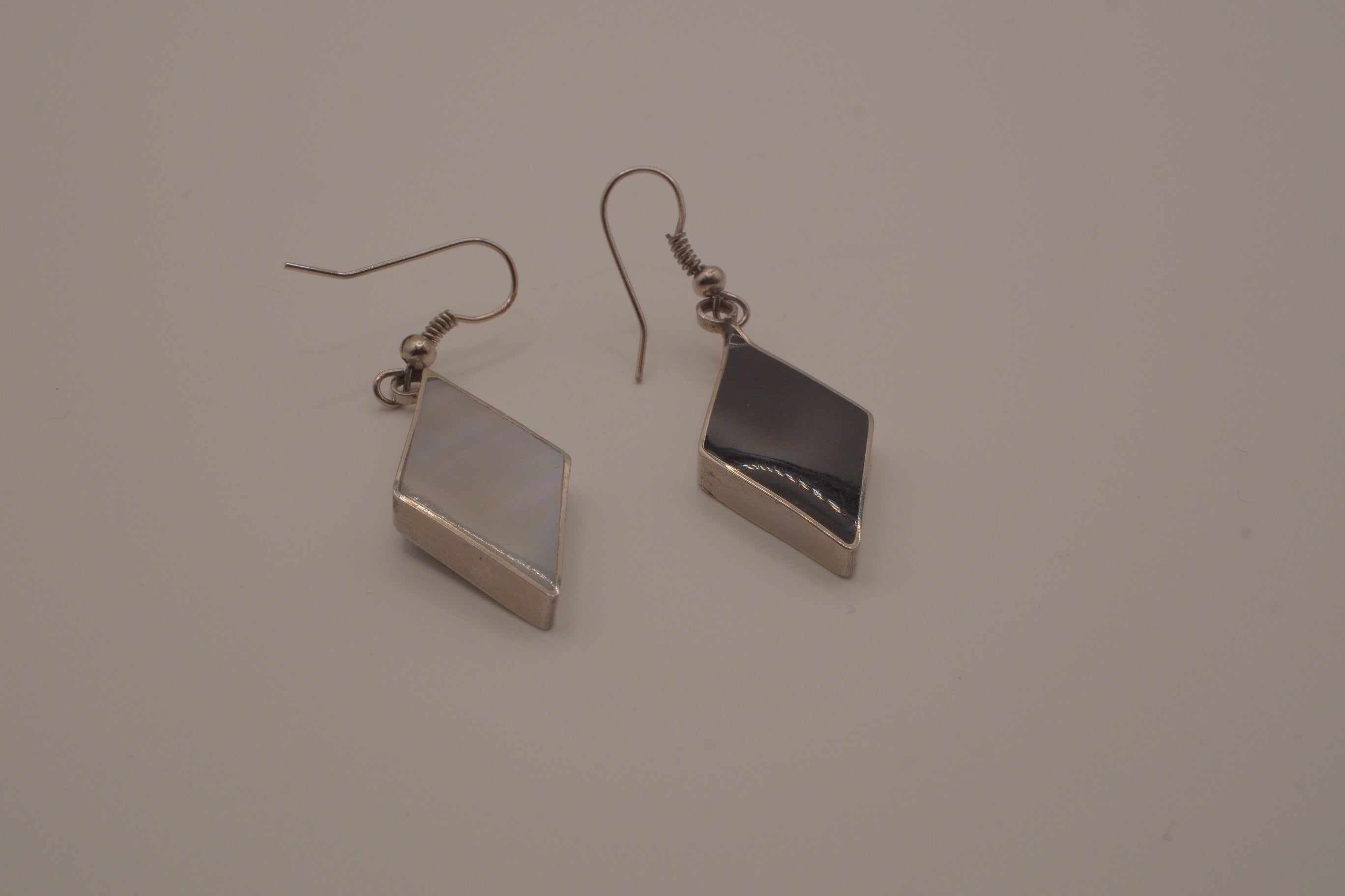Sterling silver Black Onyx and Opal earrings