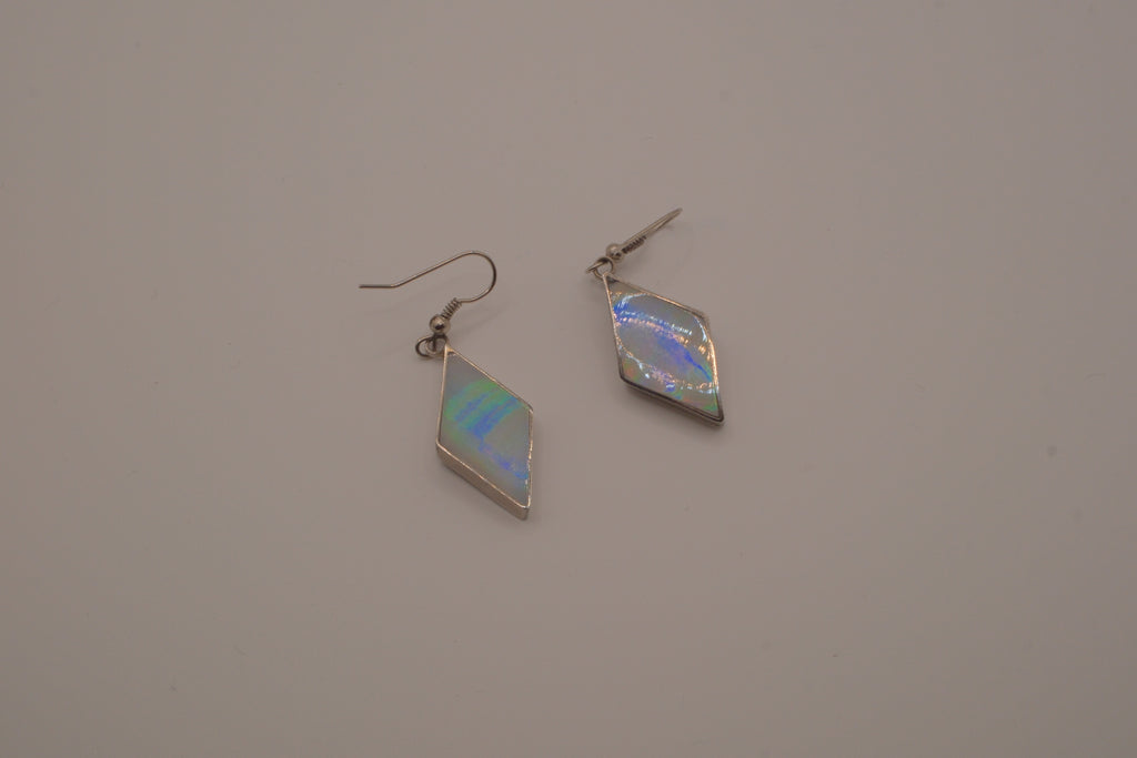 Sterling silver Black Onyx and Opal earrings