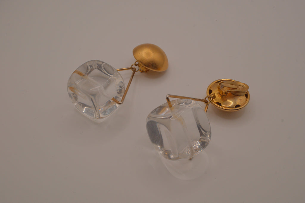 Vintage Anne Klein Chunky Lucite Bead Dangle Earrings