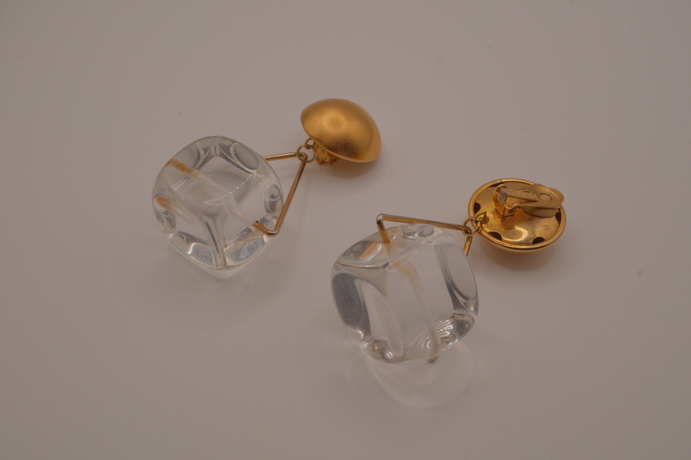 Vintage Anne Klein Chunky Lucite Bead Dangle Earrings
