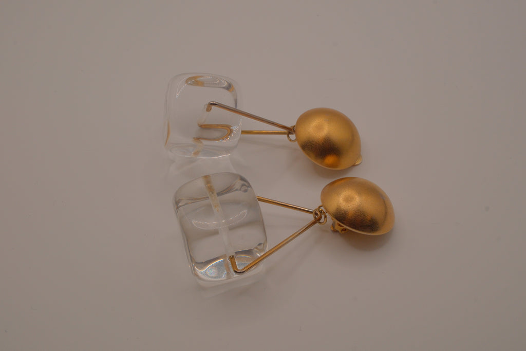 Vintage Anne Klein Chunky Lucite Bead Dangle Earrings