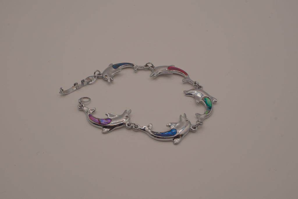 Abalone linked dolphin bracelet