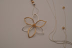 Two-tone openwork flower pendant Bolo tie necklace