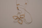 Two-tone openwork flower pendant Bolo tie necklace